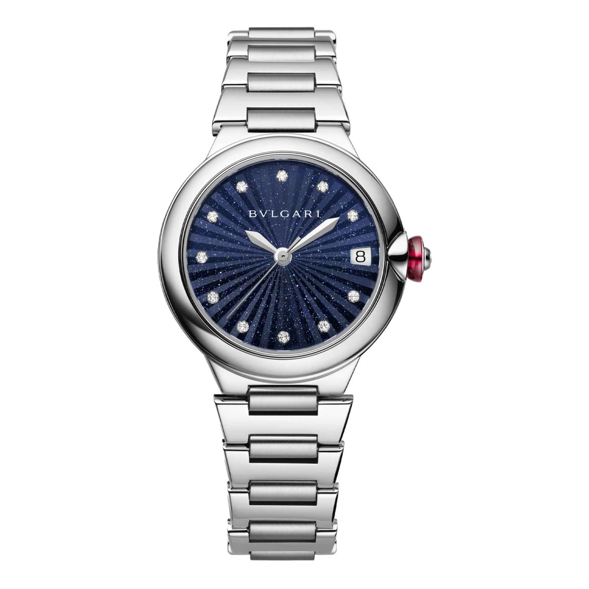 Lvcea Orologio quadrante intarsiato in avventurina blu e indici con 12 diamanti