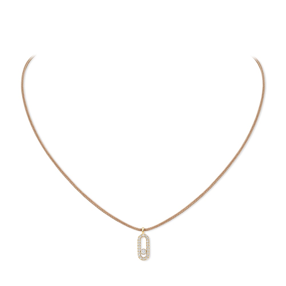 MESSIKA CARE(S) CIONDOLO PAVÉ CON CORDINO BEIGE 0,09 CT