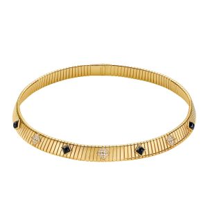 Bvlgari Tubogas Collana oro giallo borchie pavé di diamanti onice nera