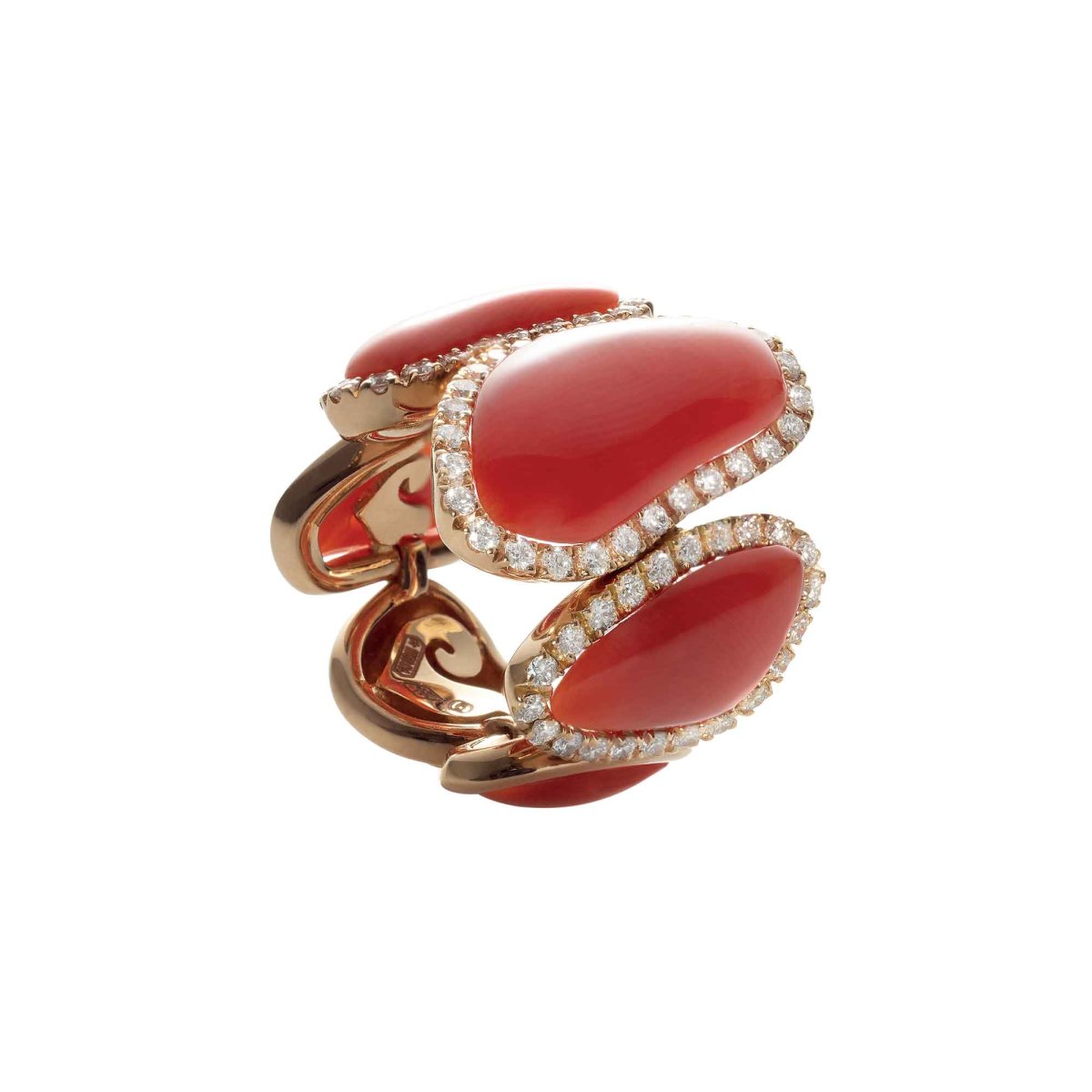 Anello a fascia Enchanté Oro e corallo