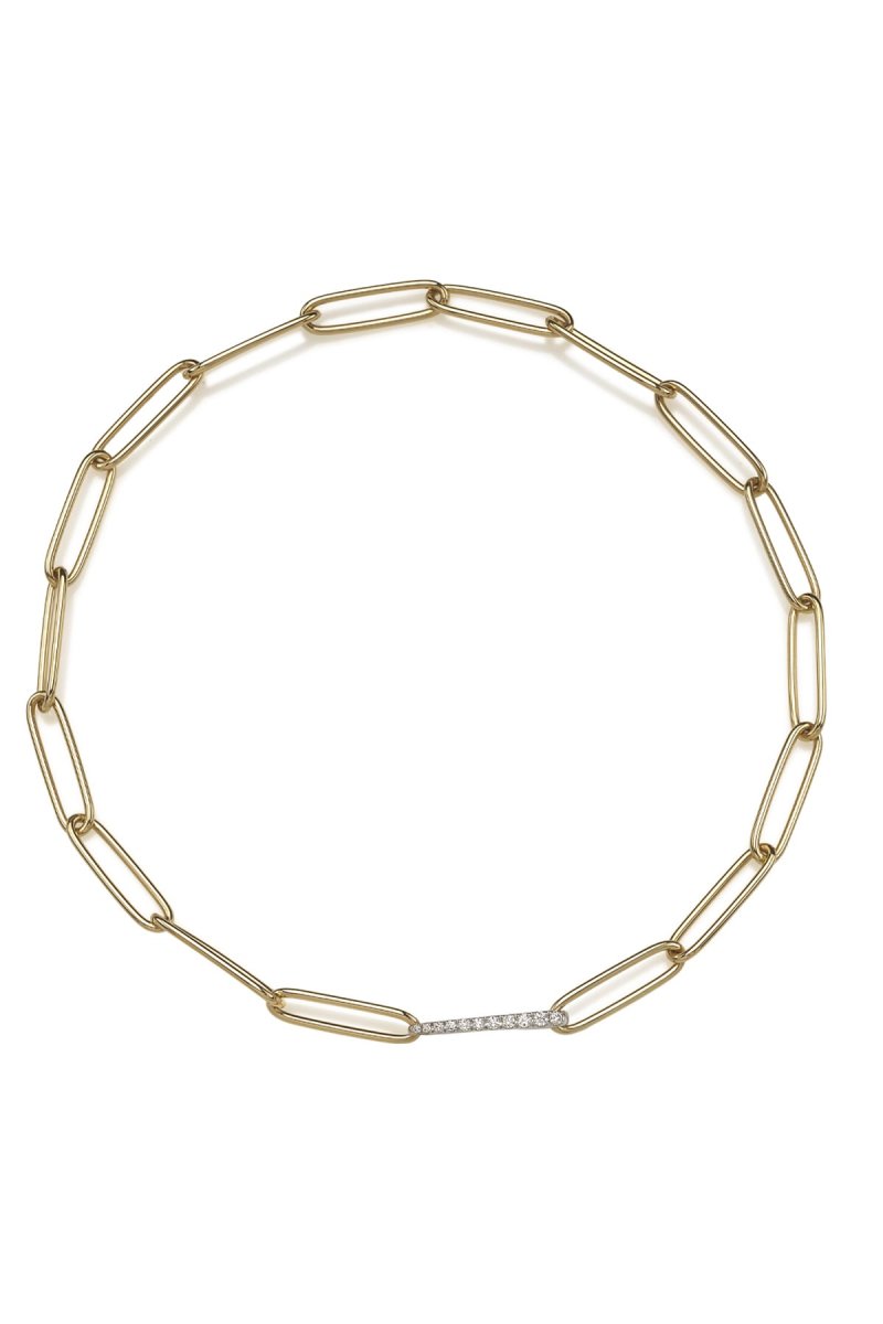 Catena Chantecler maglie ovali oro giallo chiusura diamanti