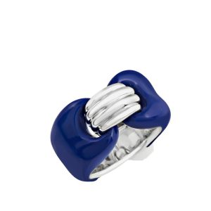 ANELLO A FASCIA CHANTECLER CAPRINESS MAGLIA MARINA ARGENTO BIORESINA LAPISLAZZULI