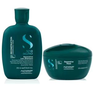 Alfaparf semi di lino reconstruction shampoo 250 ml e maschera 200 ml - nutrimento per capelli danneggiati