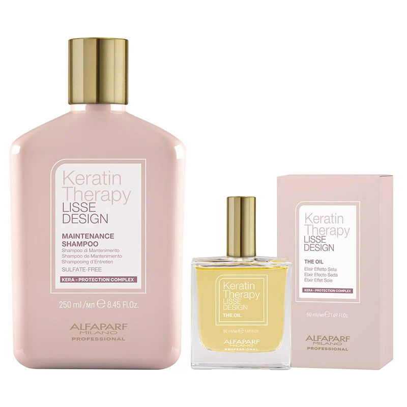 Alfaparf keratin therapy lisse shampoo e olio – mantenimento capelli lisci alla cheratina