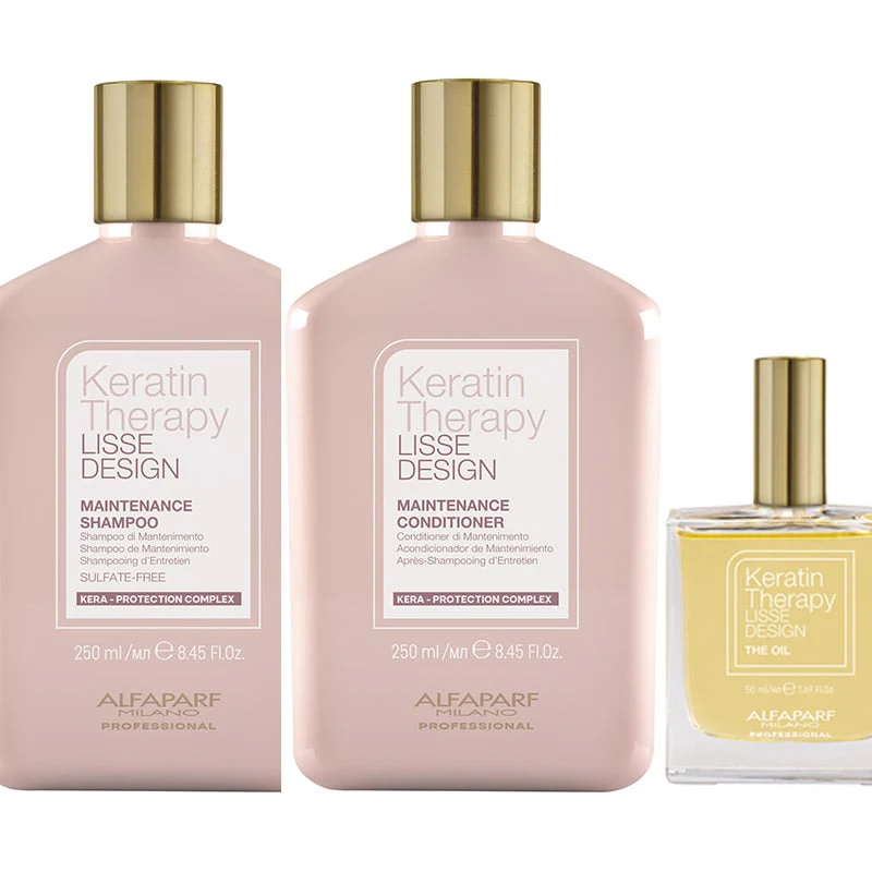Alfaparf keratin therapy lisse shampoo-conditioner e olio – mantenimento capelli lisci alla cheratina