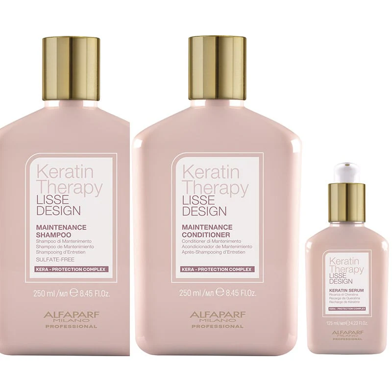 Alfaparf keratin therapy lisse shampoo-conditioner e serum – mantenimento capelli lisci alla cheratina