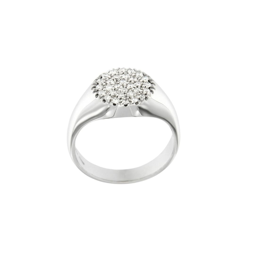 Anello Chevalier mignolo timbro diamanti bianchi