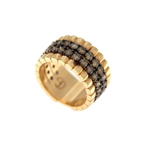 Anello Cattiva oro orsa con borchie e diamanti brown 2,37 ct