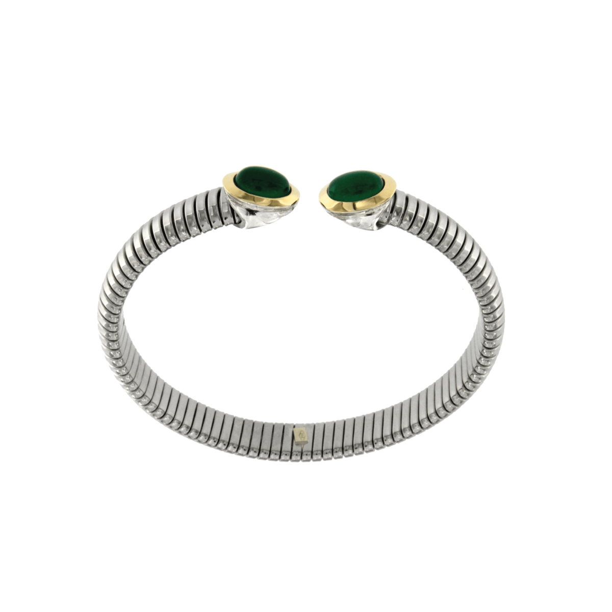 Bracciale tubogas acciaio-oro agata verde