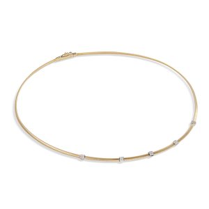 Masai Collier piatto in oro giallo 18kt con cinque elementi pavé di diamanti