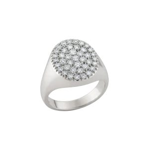 Anello Chevalier mignolo timbro diamanti bianchi