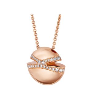 Bvlgari Cabochon Collana in oro rosa 18 kt con semi-pavé di diamanti