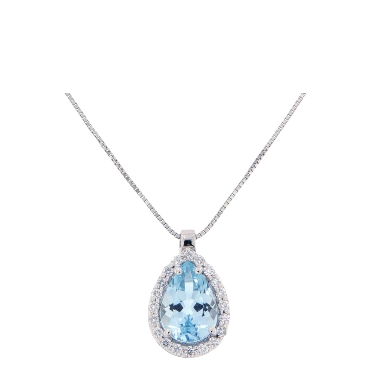 I gioielli del sole ciondolo acquamarina con brillanti 0,15