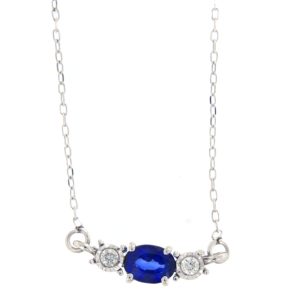 I GIOIELLI DEL SOLE COLLANA CON CIONDOLO ZAFFIRO E DUE BRILLANTI 0,07 CT