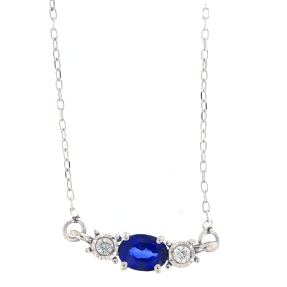 I GIOIELLI DEL SOLE COLLANA CON CIONDOLO ZAFFIRO E DUE BRILLANTI 0,07 CT