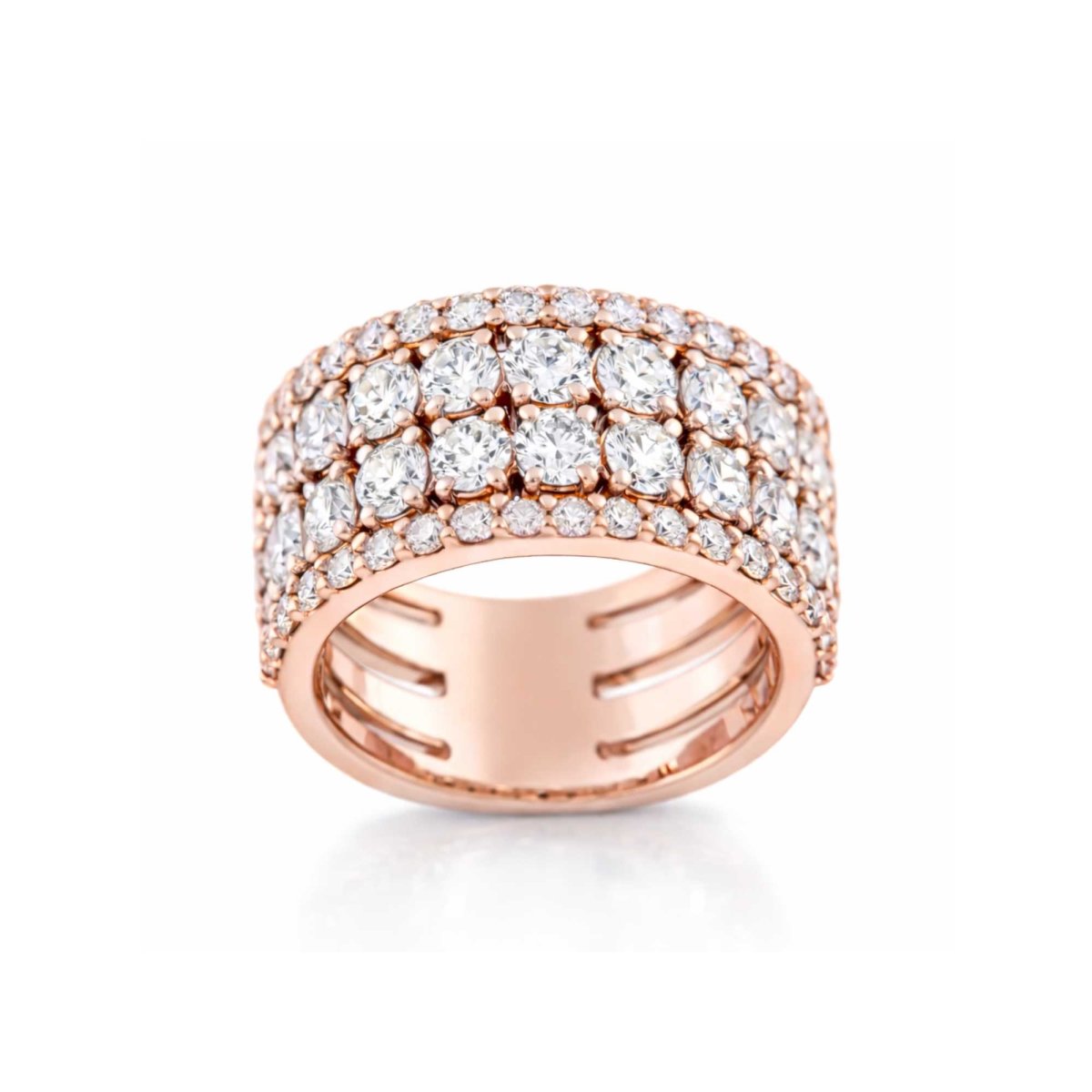 ANELLO GRIFFE 4 FILE IN ORO ROSA E BRILLANTI CT 2,91