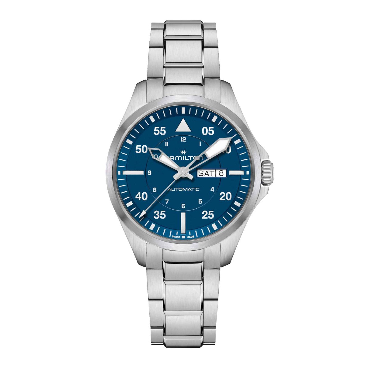 KHAKI AVIATION PILOT DAY DATE AUTO QUADRANTE BLU 42 MM