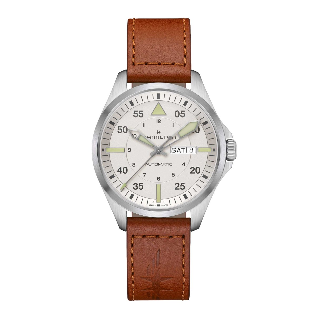 KHAKI AVIATION PILOT DAY DATE AUTO QUADRANTE ARGENTATO