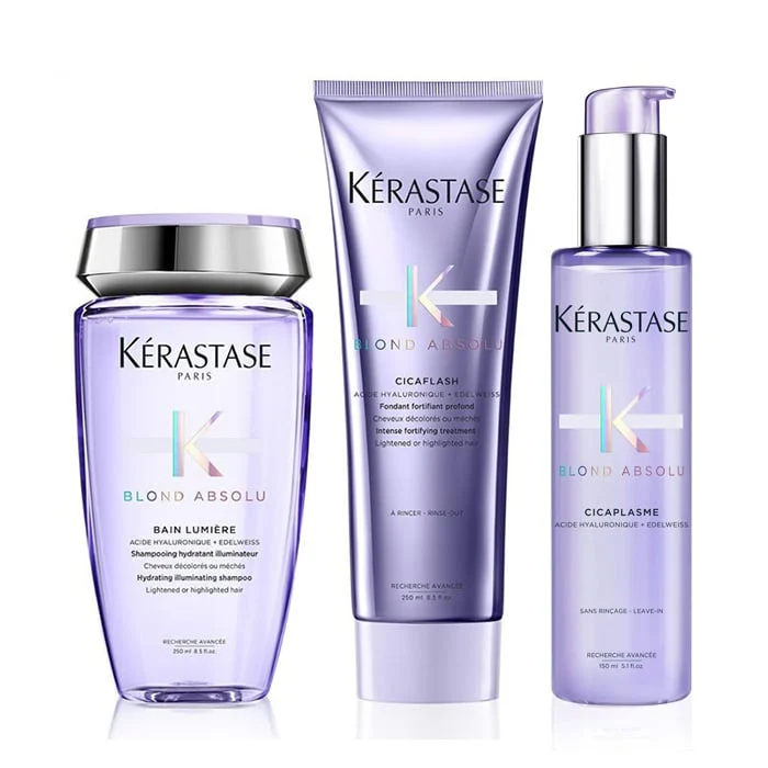 Kerastase blond absolu rituel – bain lumiere 250 ml – cicaflash 200 ml e cicaplasme 150 ml
