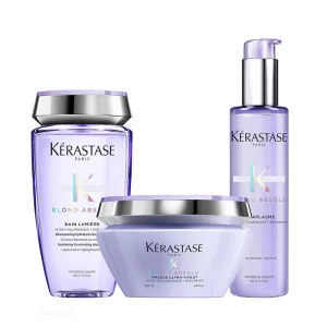 Kerastase blond absolu rituel - bain lumiere 250 ml - masque ultra violet 200 ml e cicaplasme 150 ml