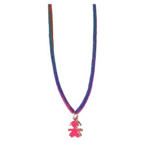 CIONDOLO I CLASSICI CON SAGOMA BIMBA IN ORO ROSA E SMALTO FUXIA