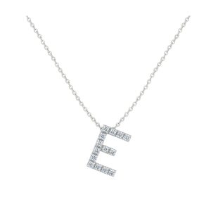 COLLANA LETTERA E GRANDE ORO BIANCO E BRILLANTI