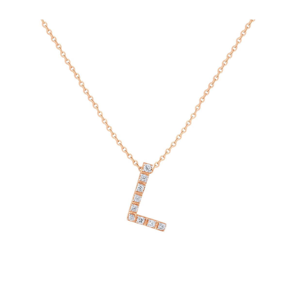 COLLANA LETTERA L GRANDE ORO ROSA E BRILLANTI