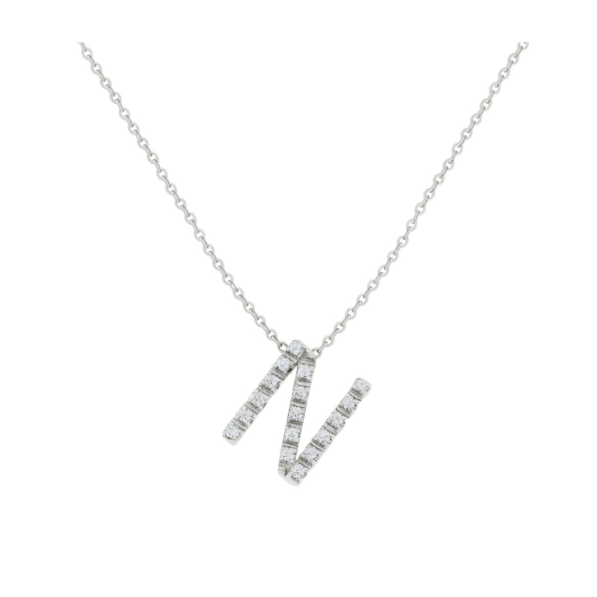 COLLANA LETTERA N GRANDE ORO BIANCO E BRILLANTI