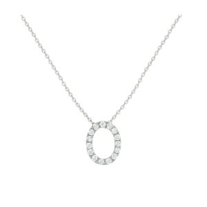 COLLANA LETTERA O GRANDE ORO BIANCO E BRILLANTI