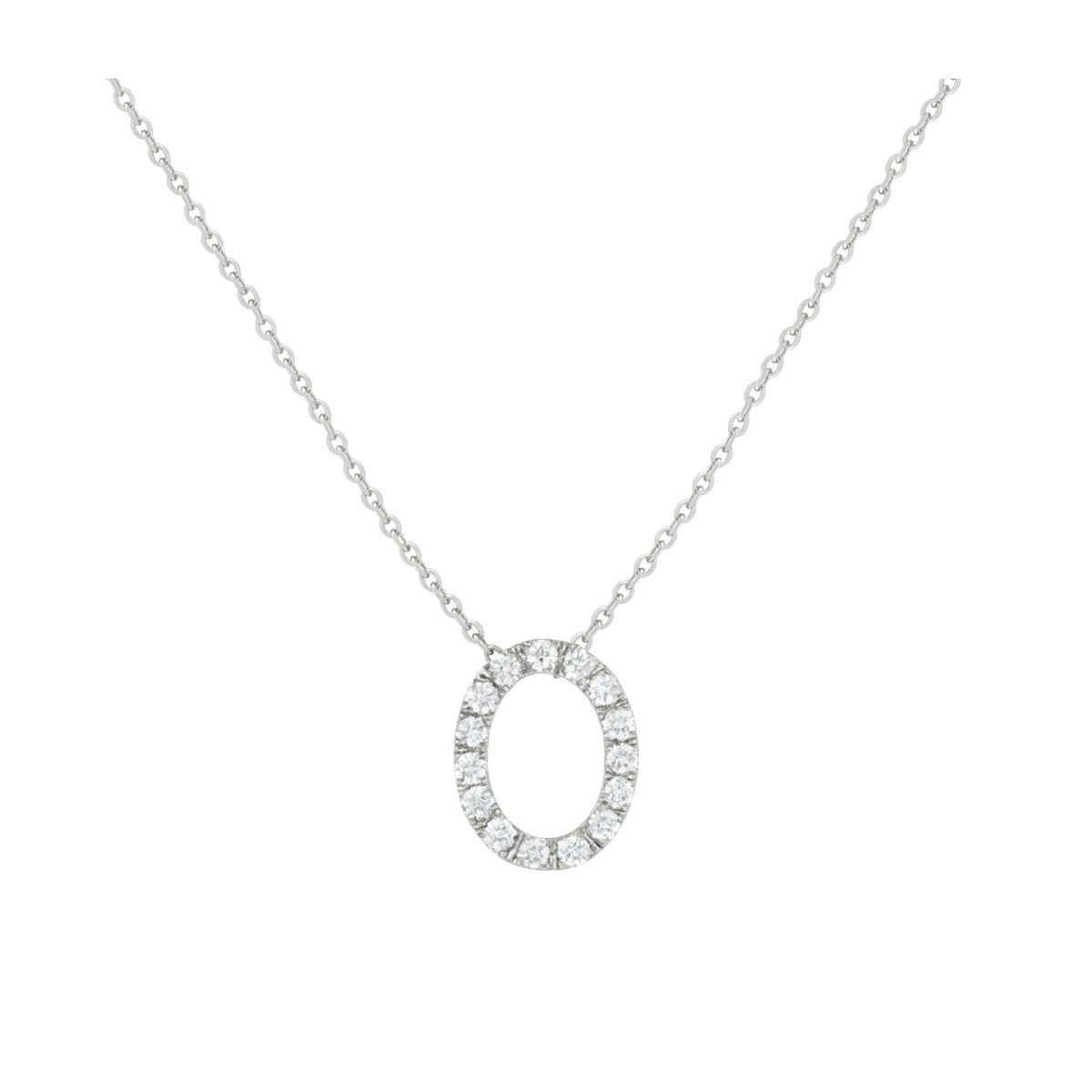 COLLANA LETTERA O GRANDE ORO BIANCO E BRILLANTI