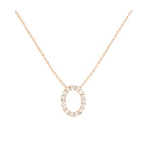COLLANA LETTERA O GRANDE ORO ROSA E BRILLANTI