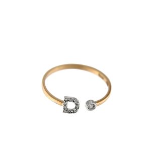 ANELLO D LETTERING ORO ROSA E DIAMANTI 0,04 CT
