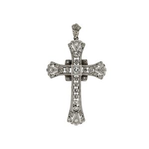 Croce in oro bianco con diamanti