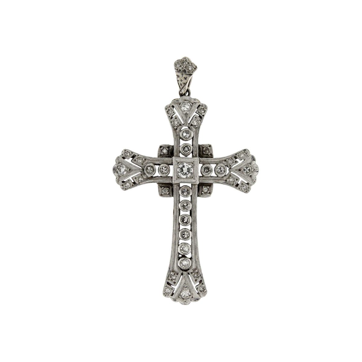 Croce in oro bianco con diamanti