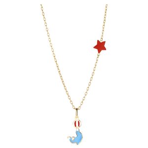 COLLANA CIRCO CON FOCA E STELLINA IN ORO GIALLO