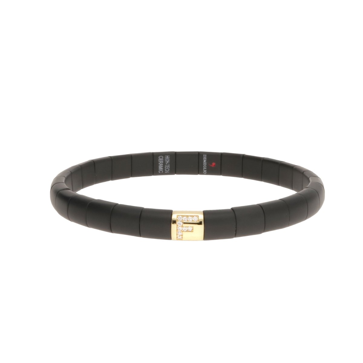 BRACCIALE PURA CERAMICA HIGH TECH NERA OPACA ELEMENTO F ORO GIALLO E BRILLANTI