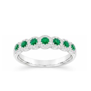 Anello Bon Ton oro bianco smeraldi brillanti