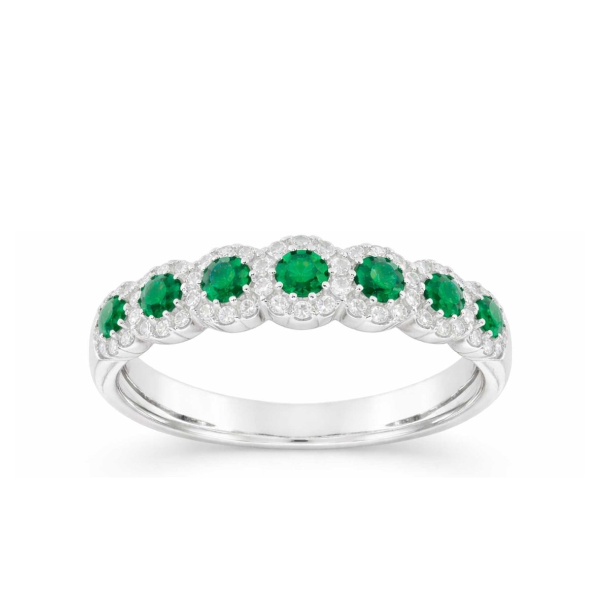 Anello Bon Ton oro bianco smeraldi brillanti