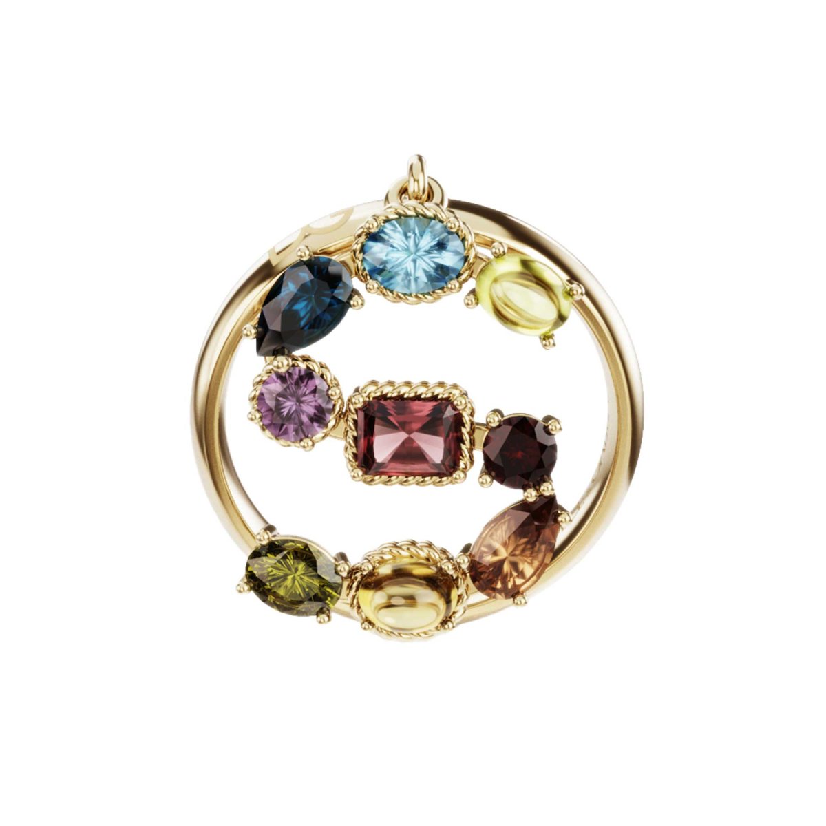 ANELLO RAINBOW ALPHABET S CON PIETRE PREZIOSE MULTICOLOR