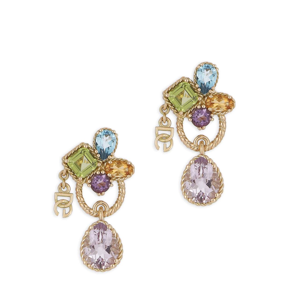 ORECCHINO A LOBO CON GEMME DAI COLORI DELL’ARCOBALENO