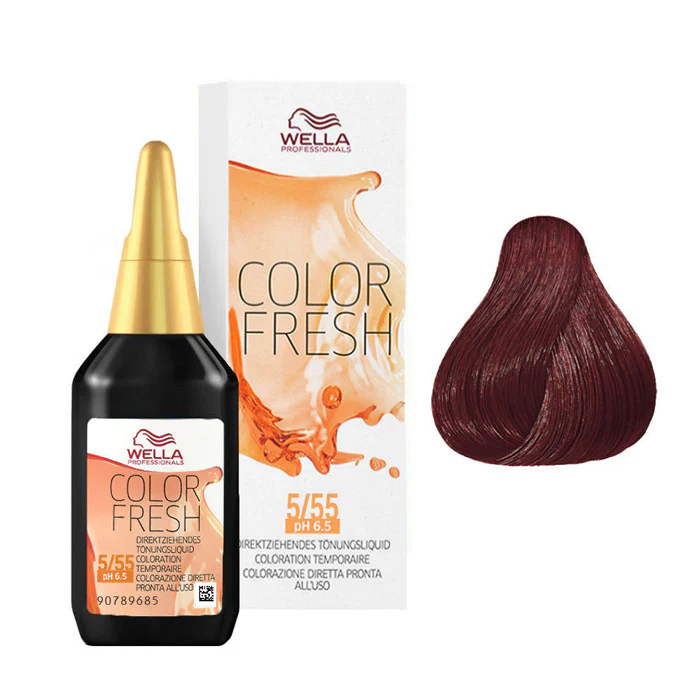 Wella color fresh 5/55 – castano chiaro mogano intenso 75 ml / 2.55 fl.oz