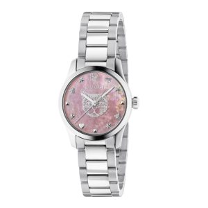 Orologio Gucci  G-Timeless 27mm quadrante madreperla rosa con motivo testa di felino