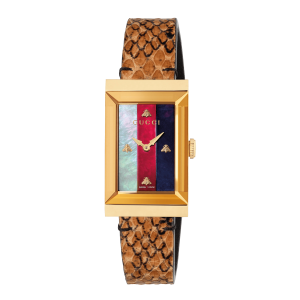 Orologio GUCCI G-Frame quadrante in madreperla e cinturino in pelle Ayers
