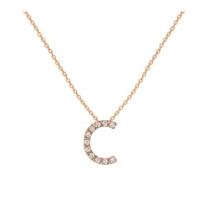 COLLANA LETTERA C GRANDE ORO ROSA E BRILLANTI