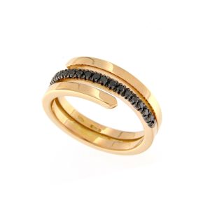 Anello GiO in oro rosa e diamanti neri ct.0,23