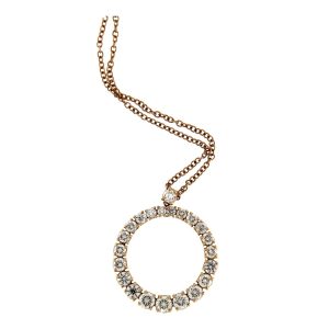 COLLANA GRIFFE ORO ROSA CIONDOLO CERCHIO GRANDE CON DIAMANTI