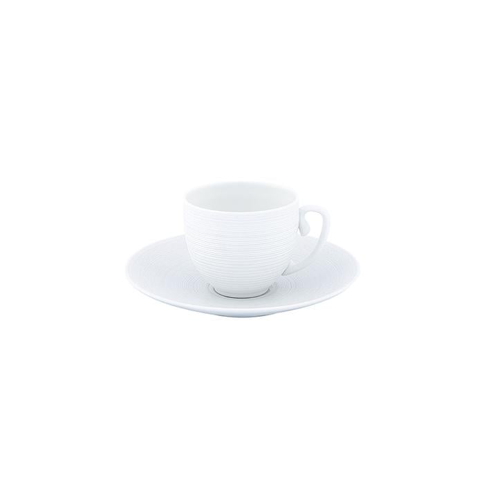 JL Coquet HEMISPHERE satin bianco – Set da 6 tazze caffè (tazza e piattino)